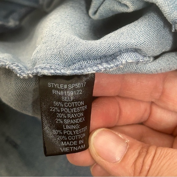 Mele & Pere Paper Bag Waist Tie Denim Shorts - Picture 10 of 14